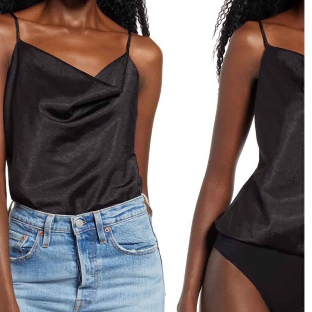 WAYF Giselle cowl neck black satin bodysuit/XL - Picture 4 of 9